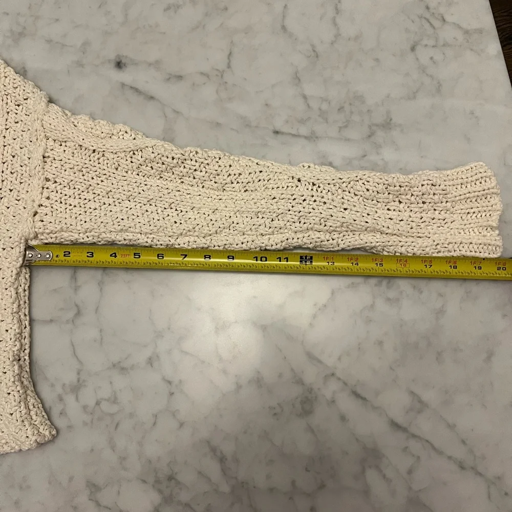 Free People Cutting Edge Cable Pullover in Ivory Size Small - Picture 14 of 16